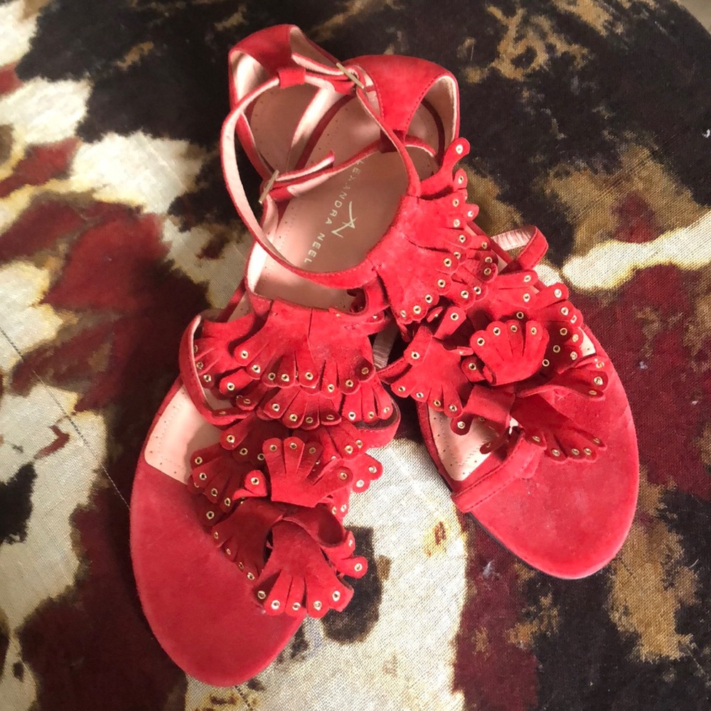 Alexandra Neel red suede sandals